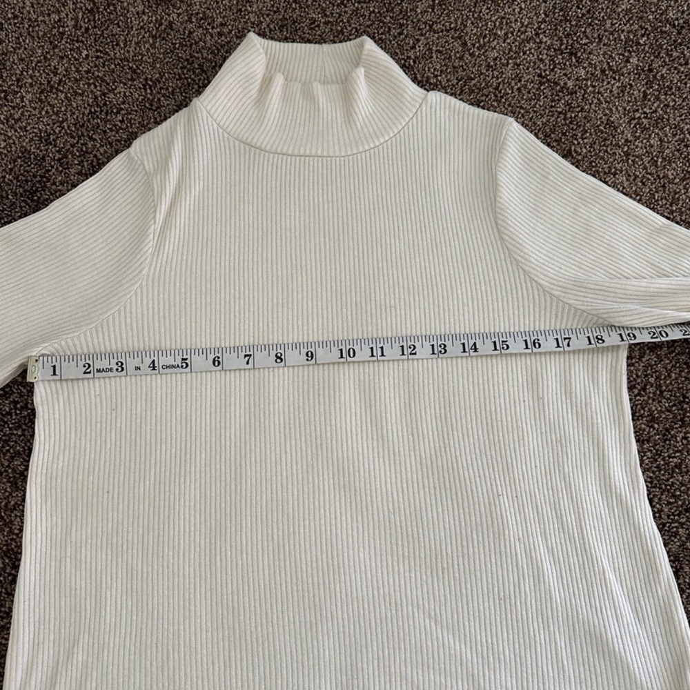 Madewell Sweater Women’s S Ivory Mock Neck Bubble Sleeve Lightweight Pullover - Picture 5 of 8